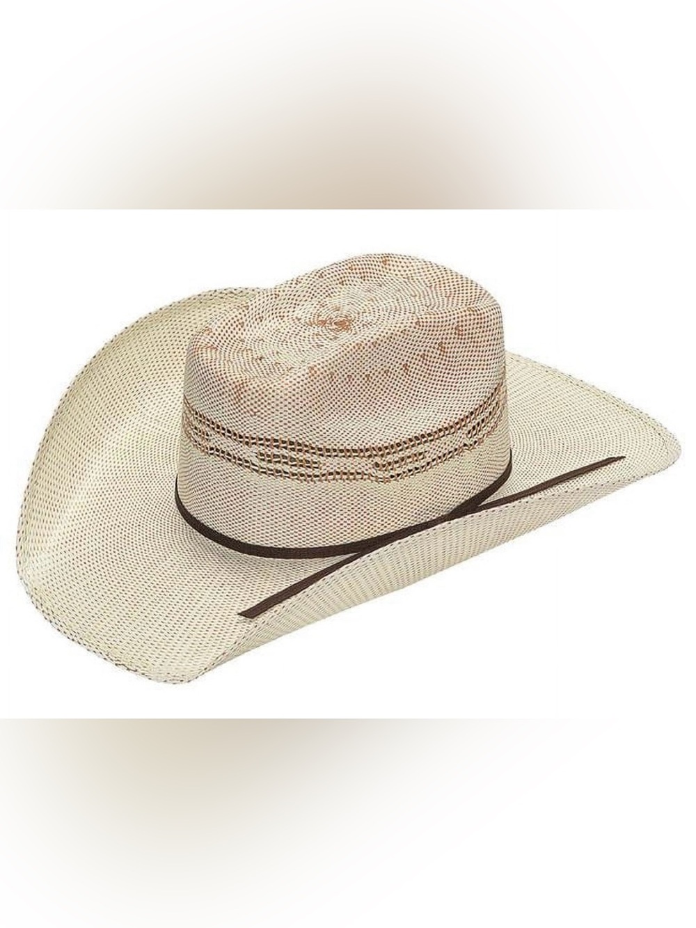 Western Twister Bangora Straw Cowboy Hat Tan Ivory Boho Country Music Mexico 7.5